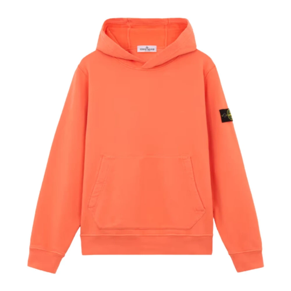 Stone Island Orange Hoodie med Logga Orange, Pojke