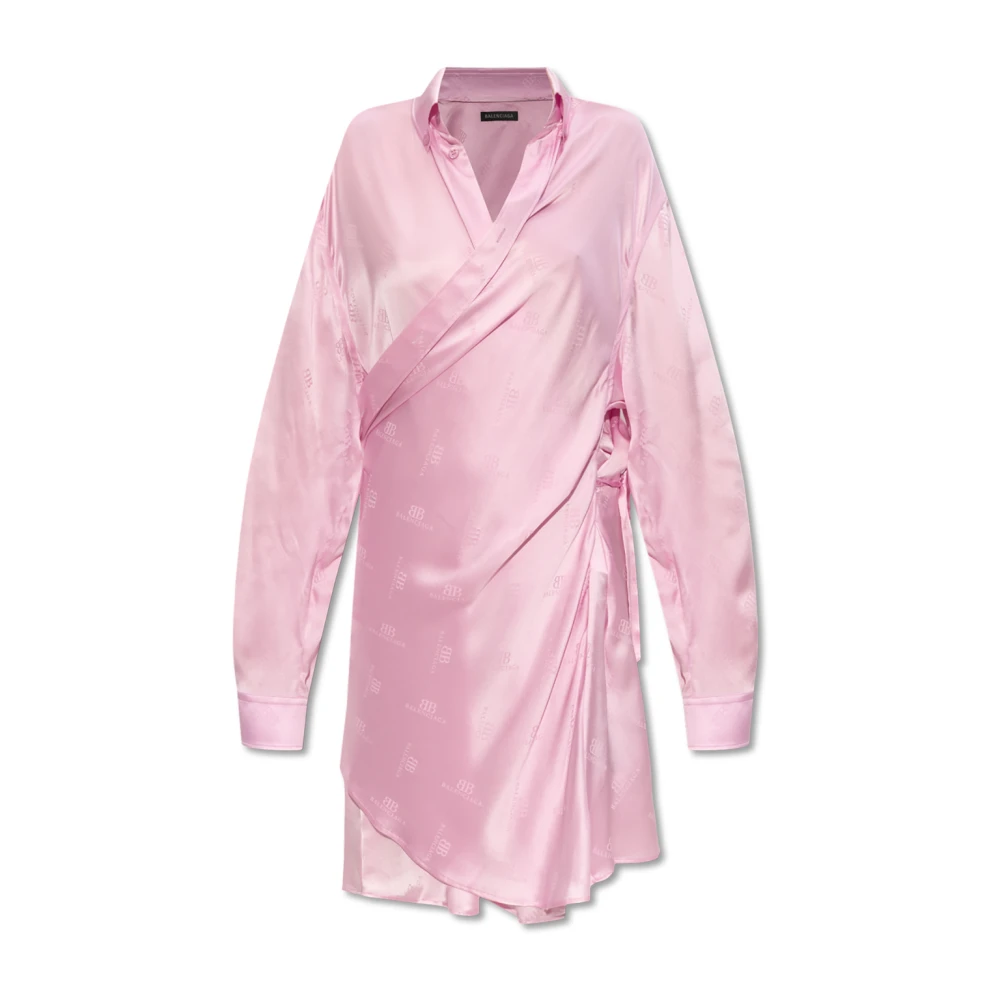 Balenciaga Zijden jurk in overhemdstijl Pink Dames