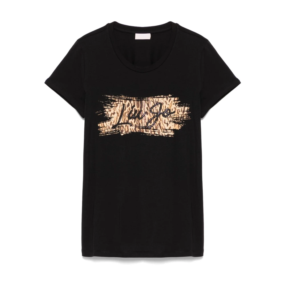 Liu Jo Zwart Logo Print T-shirt Black Dames