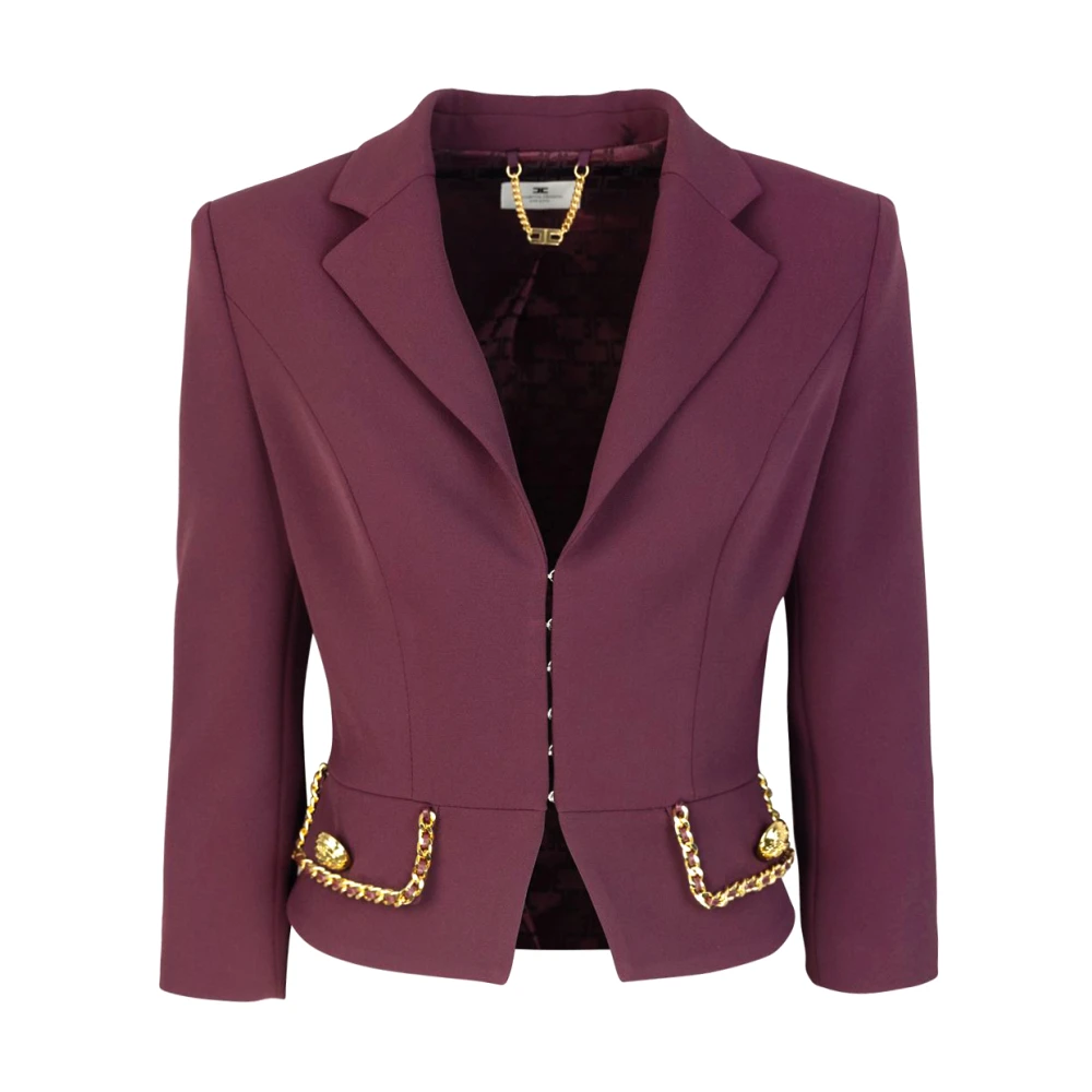 Elisabetta Franchi Rode Cropped Jas met Kettingdetail Red Dames