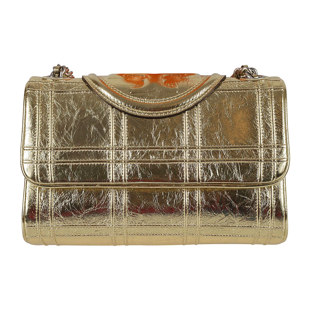 TORY BURCH Zachte Metallic Quilt Convertible Schoudertas Yellow Dames
