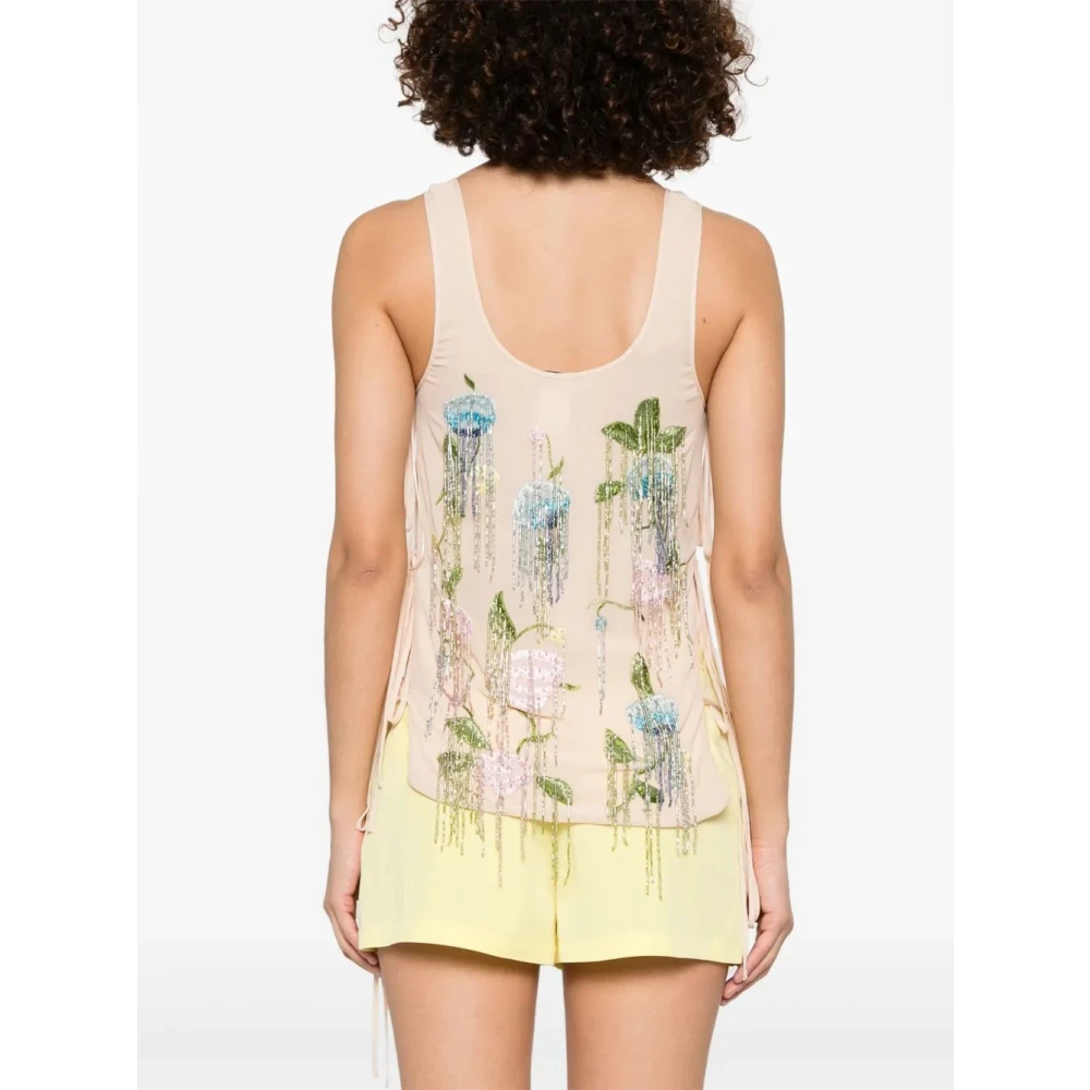 Blumarine Georg Geborduurde Top Beige Dames