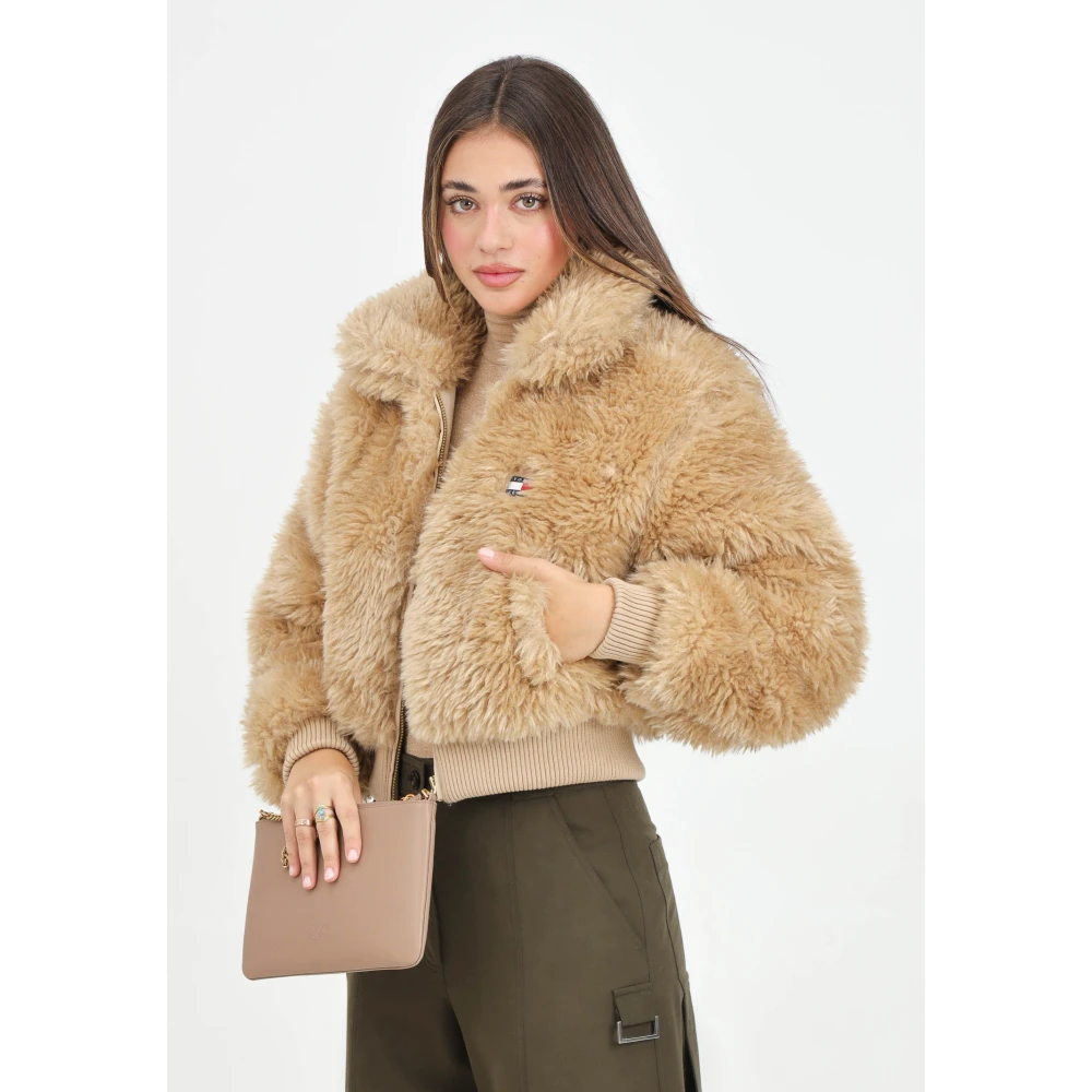 Tommy Jeans Beige Shearling Bontjas Dames Herfst Winter Yellow Dames