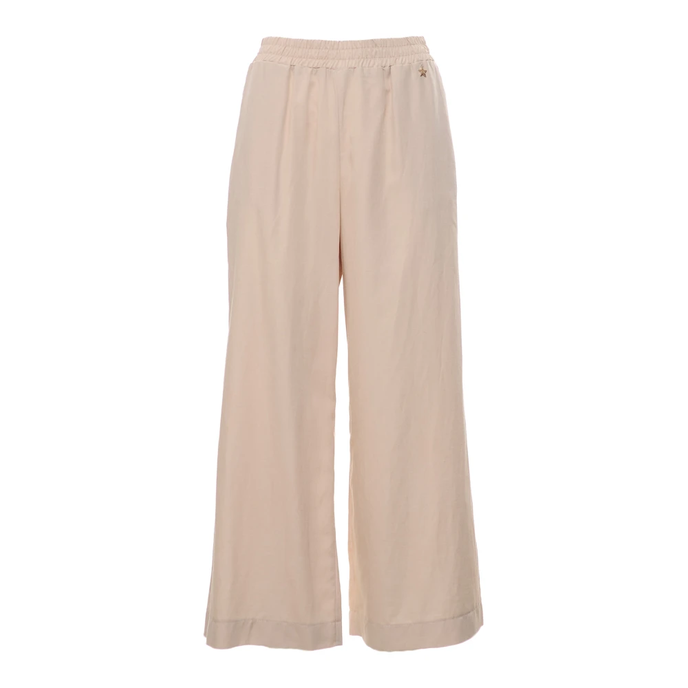 Souvenir Vrouw Beige Broeken Dames, S, Katoen, Wijde Broek