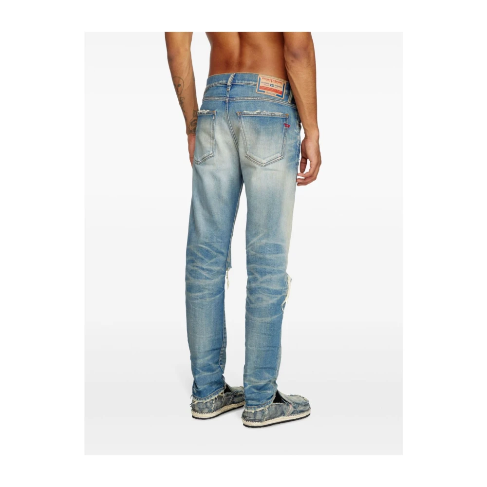 Diesel Blauwe Stretch-Katoen Denim Tapered Jeans Blue Heren