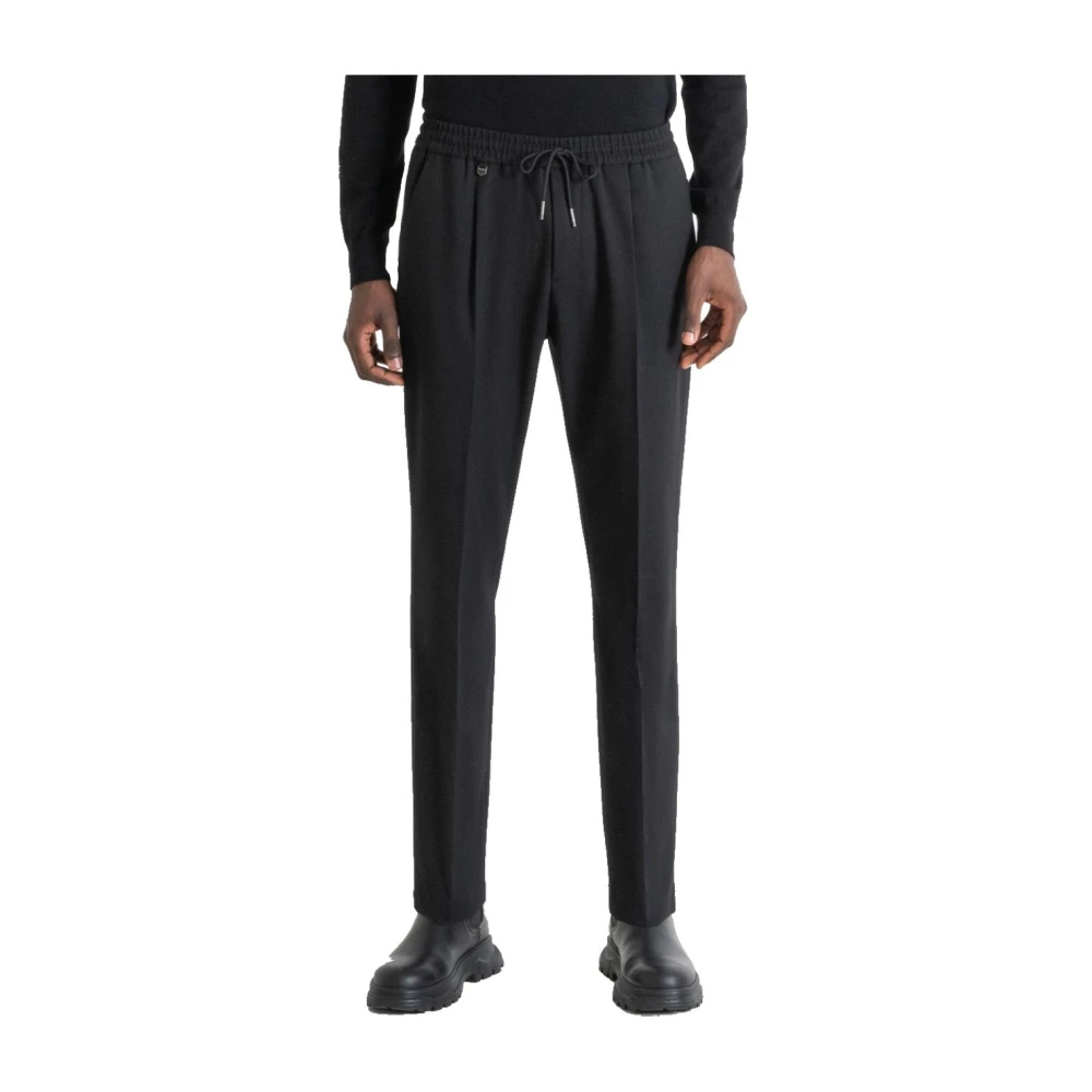 Antony Morato Men's Black Elegant Straight Leg Trousers - Slim-Fit Trousers - W38 - Trousers