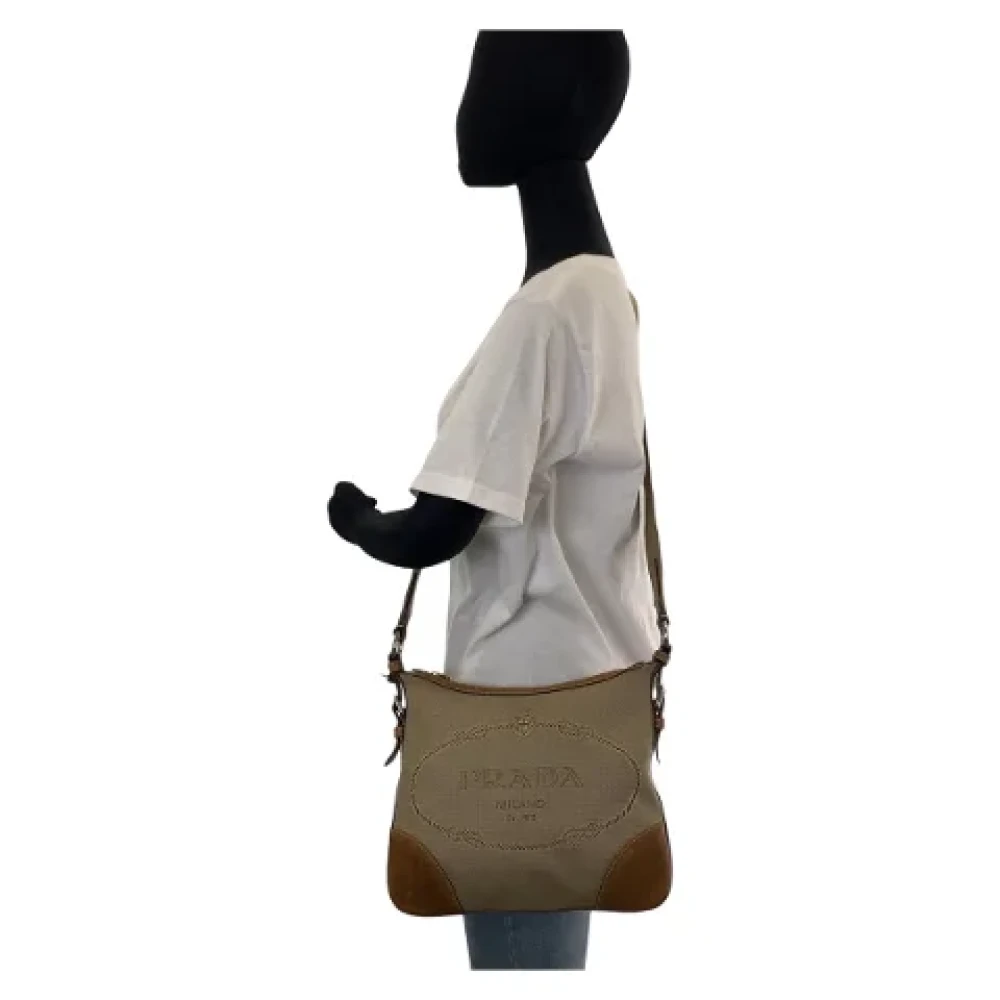Prada Vintage Pre-owned Canvas prada-bags Beige Dames