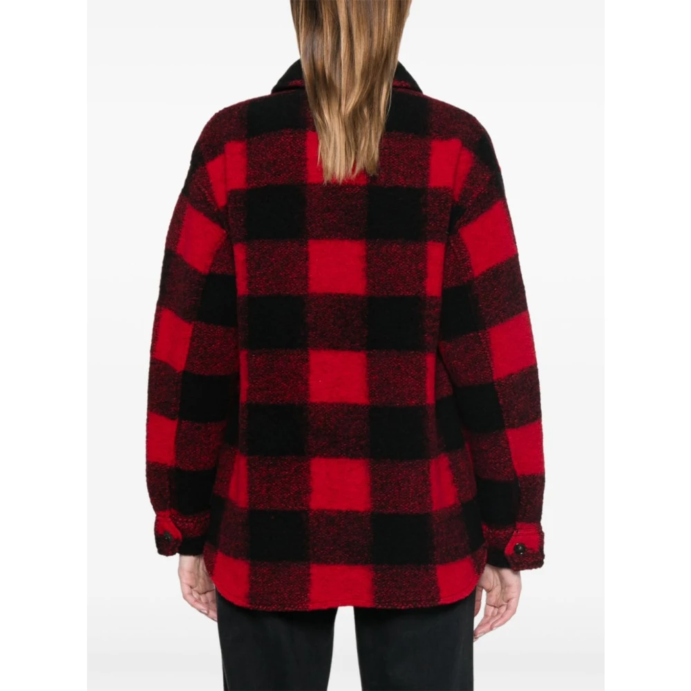 Woolrich Rood Geruite Jas Red Dames