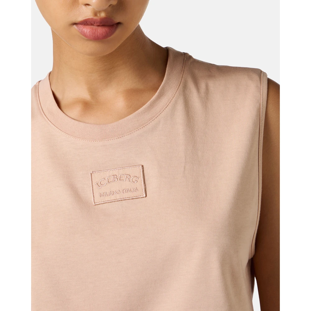 Iceberg Blush vast jersey top cropped pasvorm Pink Dames