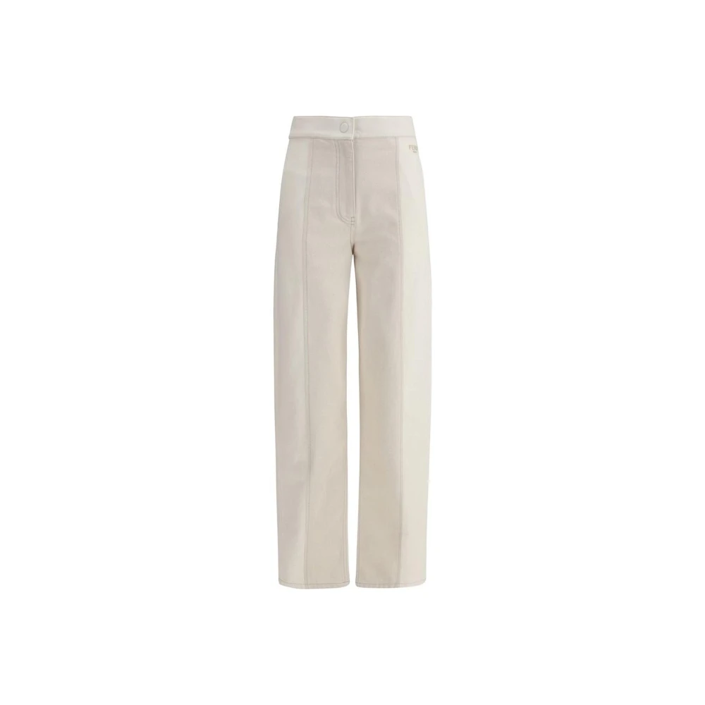 Fendi Iconische hoge taille katoenen broek White Dames