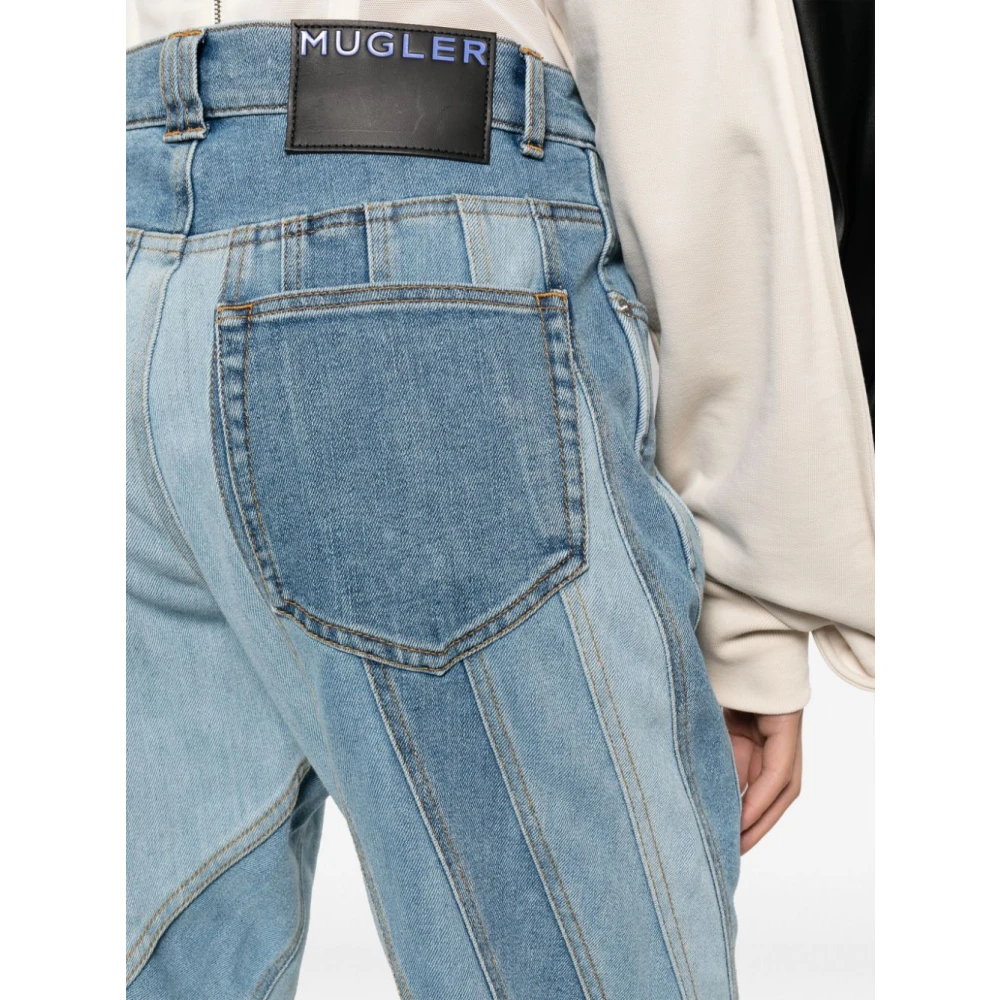 Mugler Blauwe Spiral Straight-Leg Jeans Blue Dames