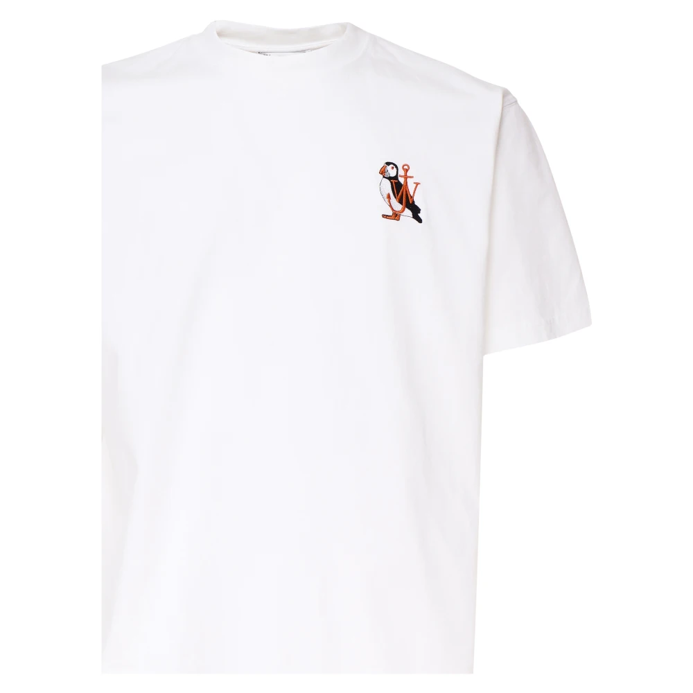JW Anderson Witte Katoenen T-shirt met Puffin Logo White Heren