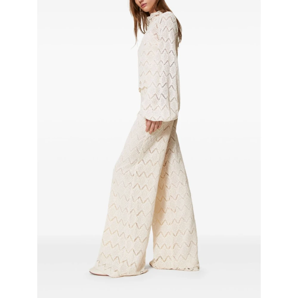 Twinset Beige Wijde Pijp Broek Beige Dames