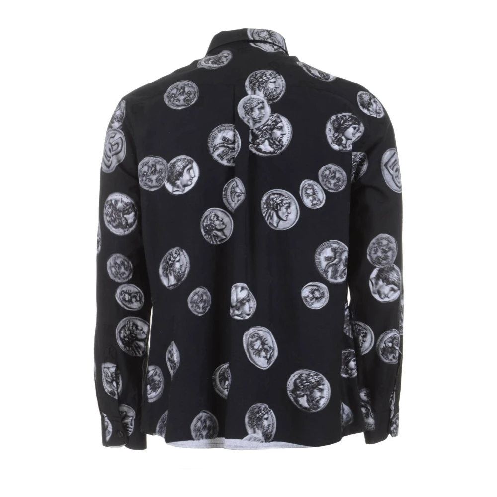 Dolce & Gabbana Mannen Munten Print Lange Mouw Shirt Black Heren