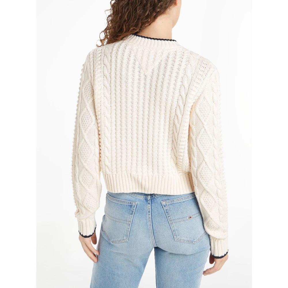 Tommy Jeans Witte Bubble Cable Sweater White Dames