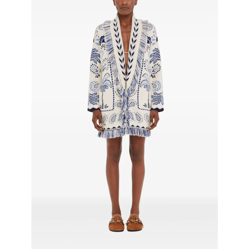 Alanui Blauwe Bandana Palm Sweater Multicolor Dames