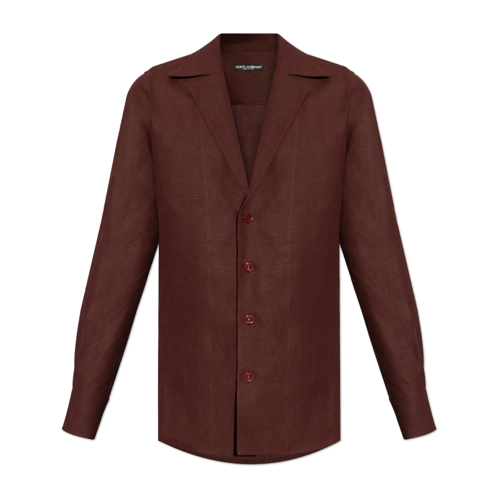 Dolce & Gabbana Men's Red Casual Shirts, L, Linen Shirt