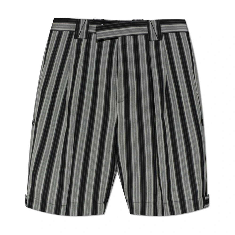 Versace Men's Gray Casual Shorts, M, Pinstripe Wool Formal Shorts