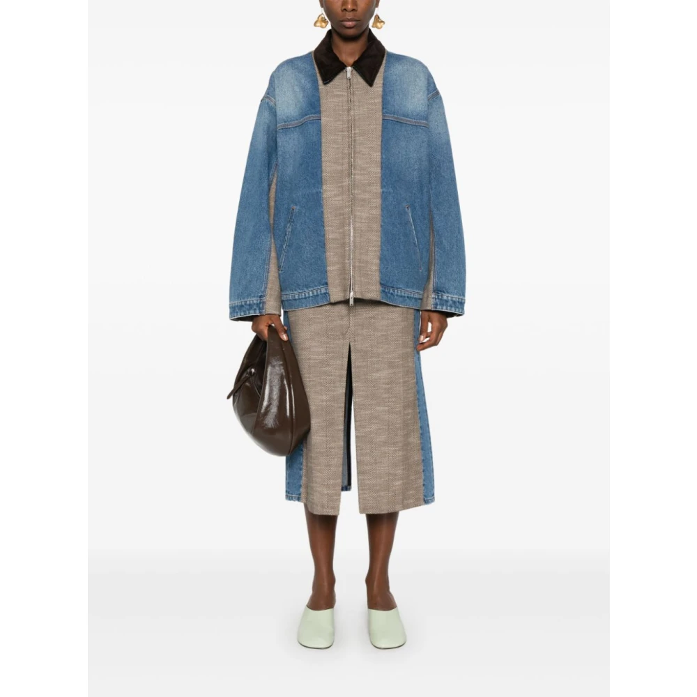 Stella Mccartney Blauwe Denim Tweed Jas Blue Dames