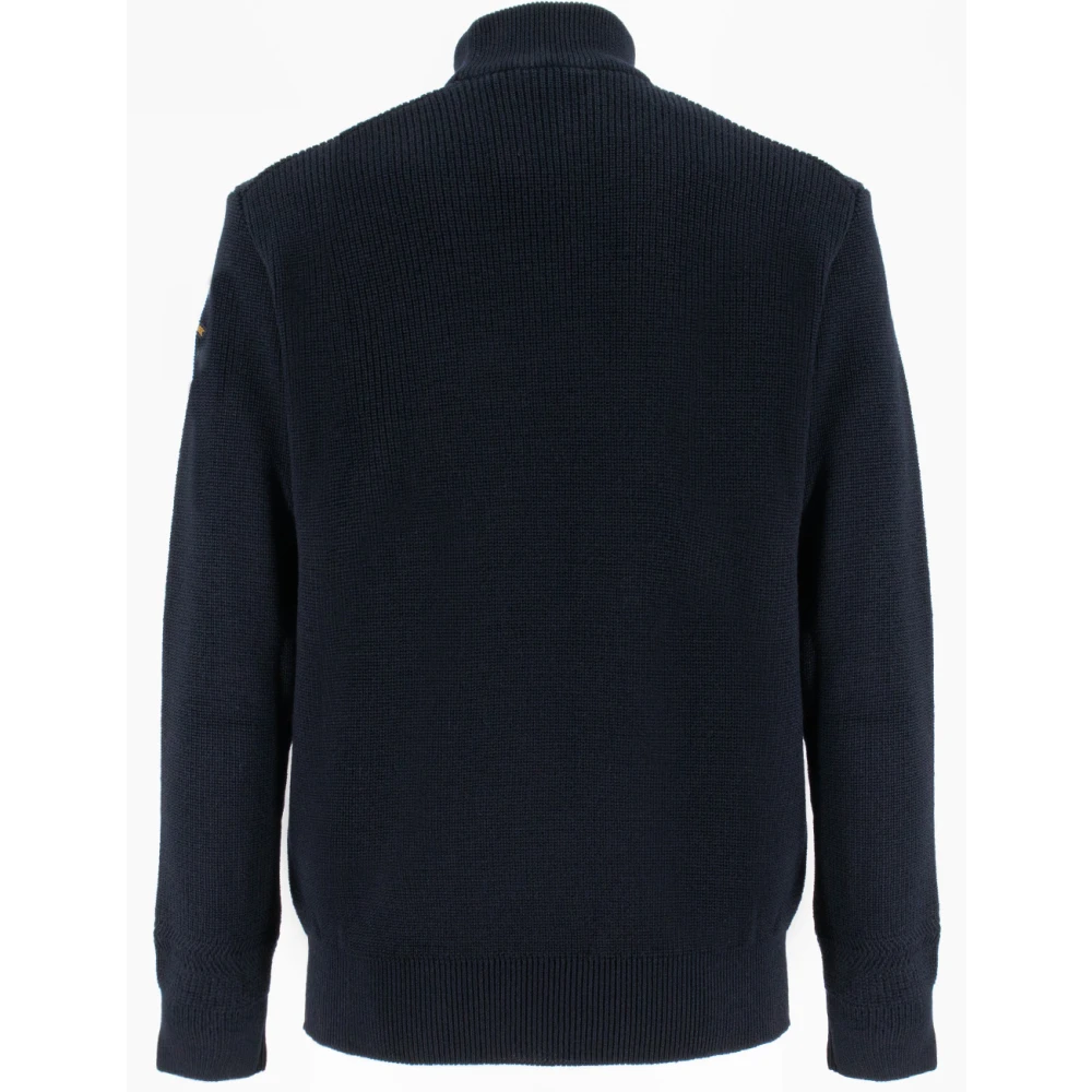 PAUL & SHARK Wol Trui met Ronde Hals en Gouden Rits Blue Heren