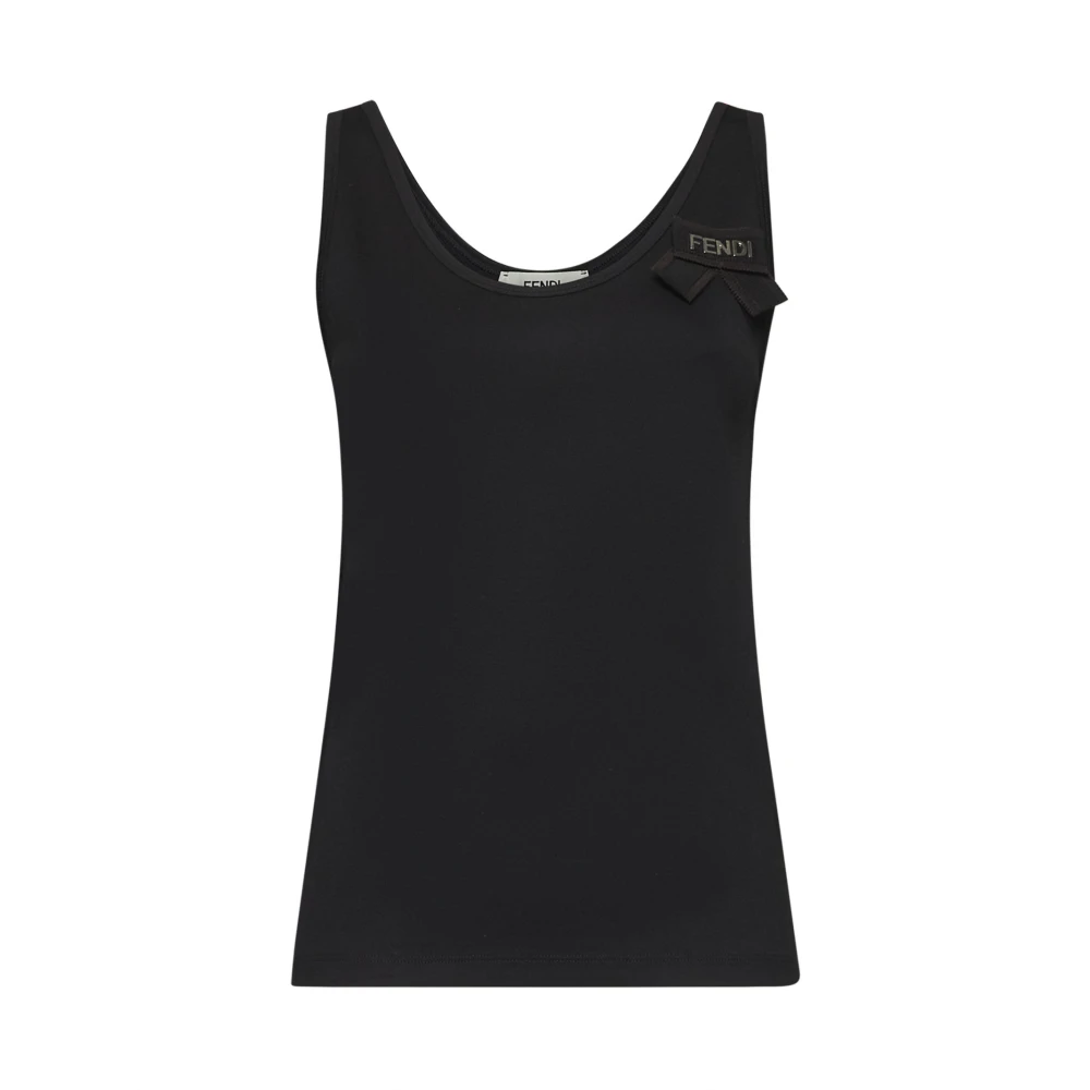 Fendi Zwart Mouwloos Katoenen Top Black Dames