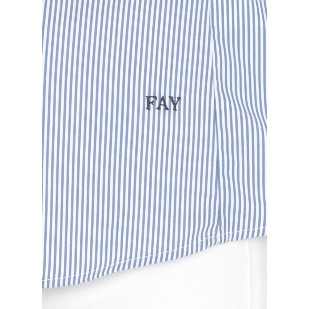 Fay Blauw Gestreept Katoenen Overhemd met Kraag Blue Dames