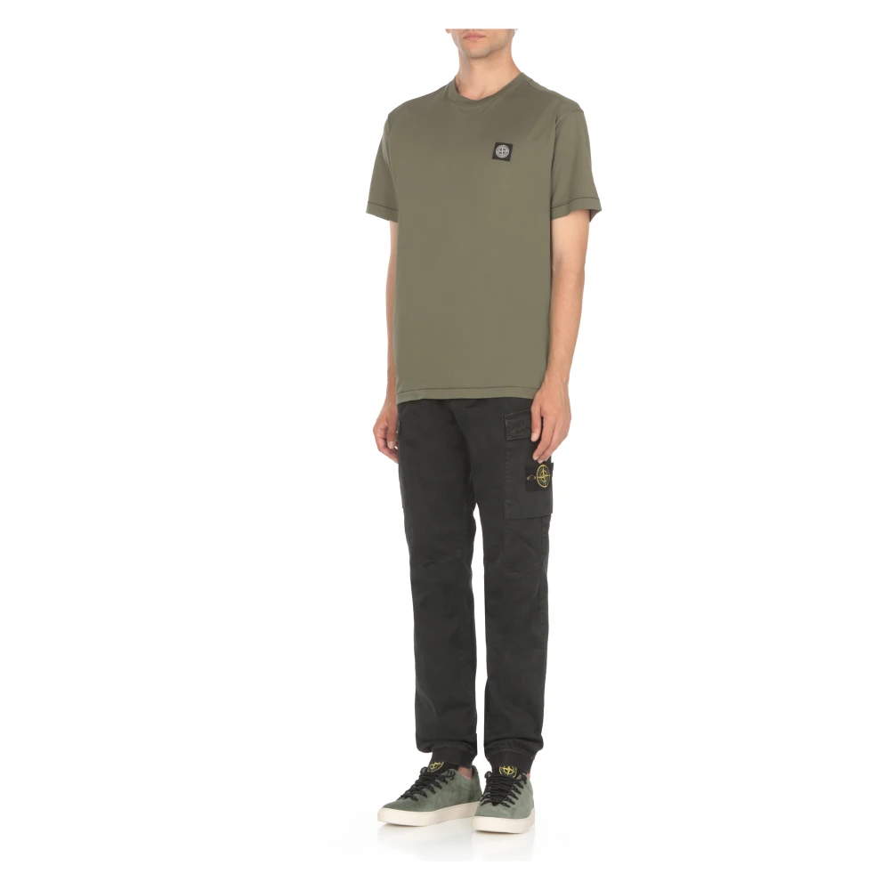 Stone Island Groen Katoenen T-shirt met Logo Green Heren