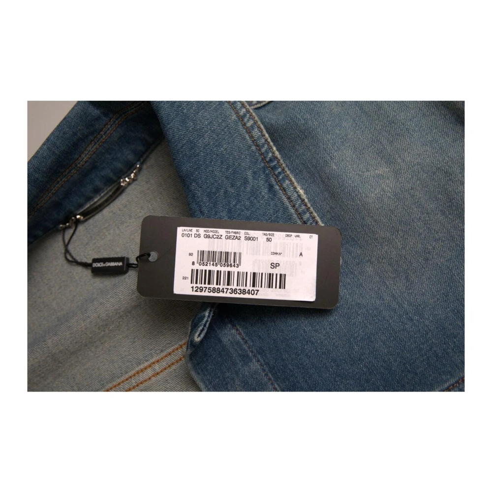 Dolce & Gabbana Blauwe Gewassen Denim Jack met Zakken Blue Heren