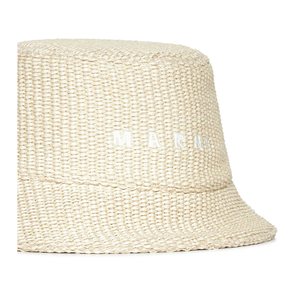 Marni Geborduurde emmerhoed met vlechtdesign Beige Dames