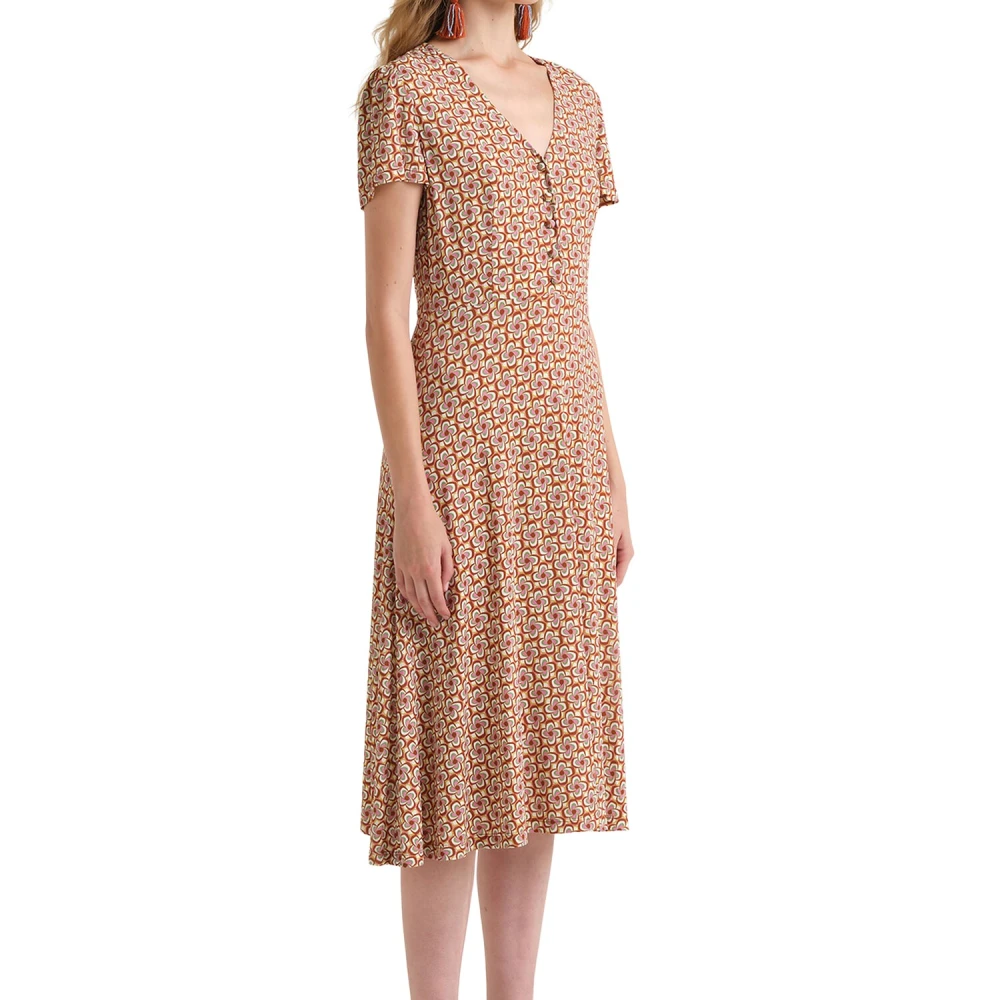 Maliparmi Women's Brown Midi Dresses, Xl, Mini Mouliné Dress