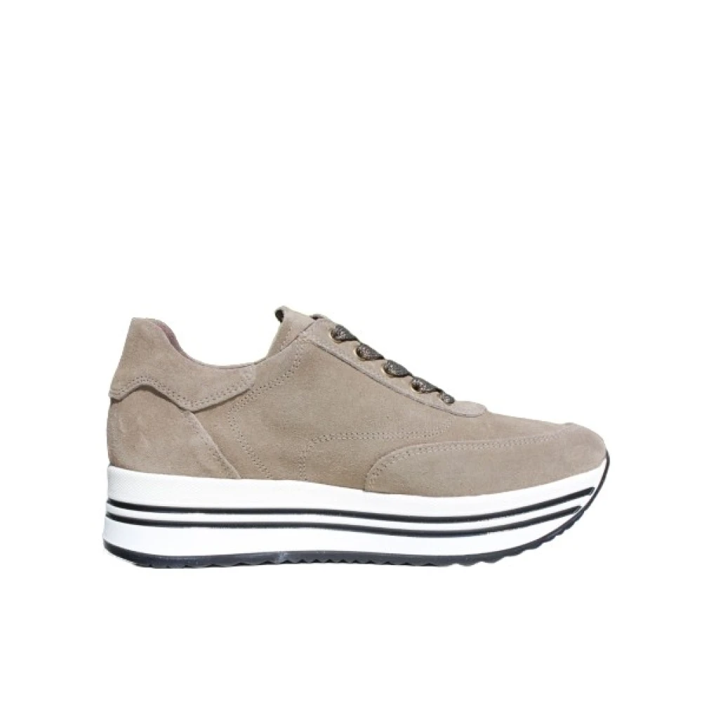 Nerogiardini Outlet Donna Argilla - Sneakers In Camoscio - Immagine 2