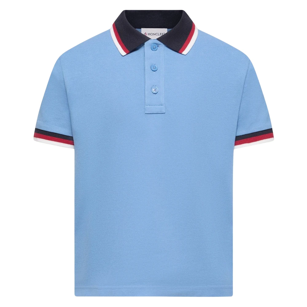 Moncler Boys Blue Cotton Polo Shirt - Kids Short Sleeve T-Shirts - 8 Y - Kids