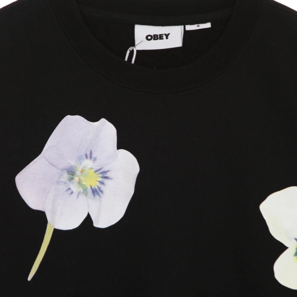 Obey Bloemenprint Crewneck Sweatshirt Zwart Black Heren