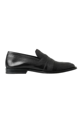 Svarta Läder Slip-On Loafers