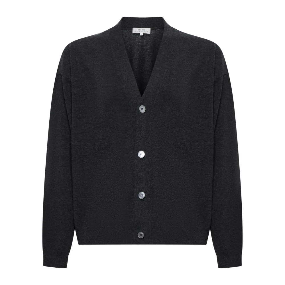 Studio Nicholson 12gg Gebreide Vest van Wol Black Heren