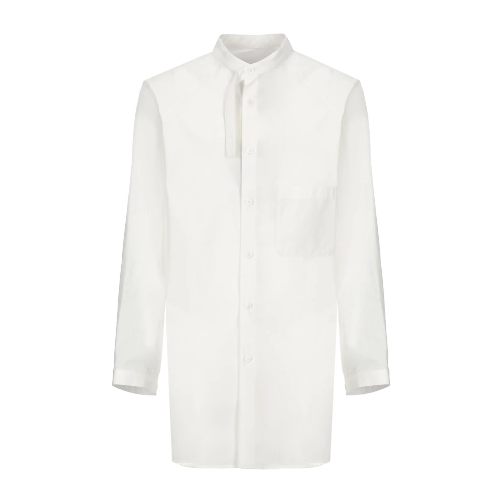 Yohji Yamamoto Witte Katoenen Mandarin Kraag Shirt White Heren