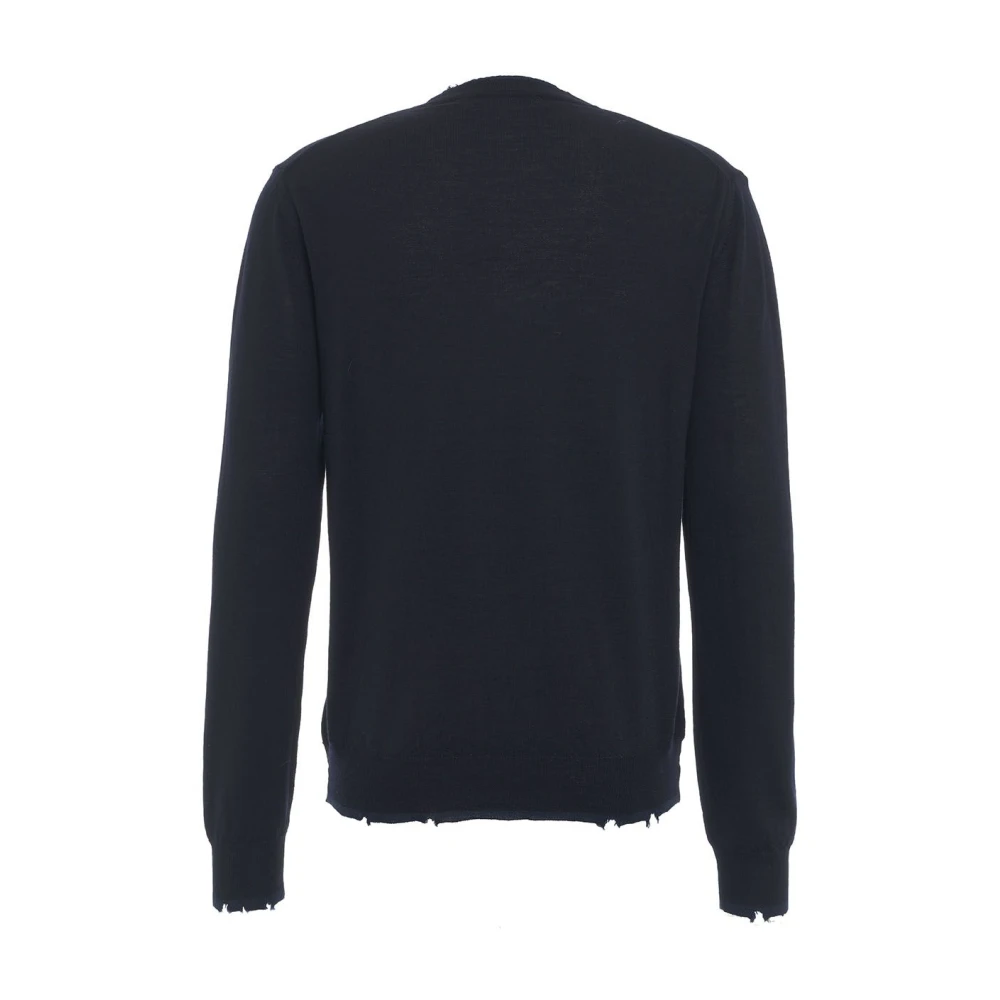 Mauro Grifoni Blauwe Gebreide Trui Aw24 Handwas Blue Heren