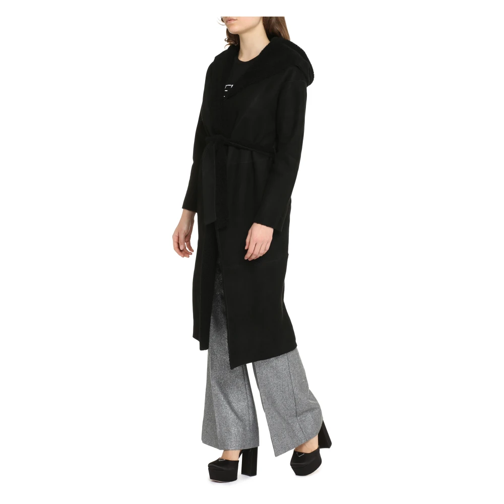 Salvatore Santoro Suede Shearling Jas Black Dames