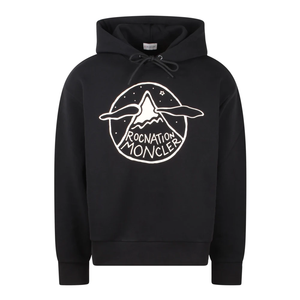 Moncler Katoenen hoodie met logo print Black Heren
