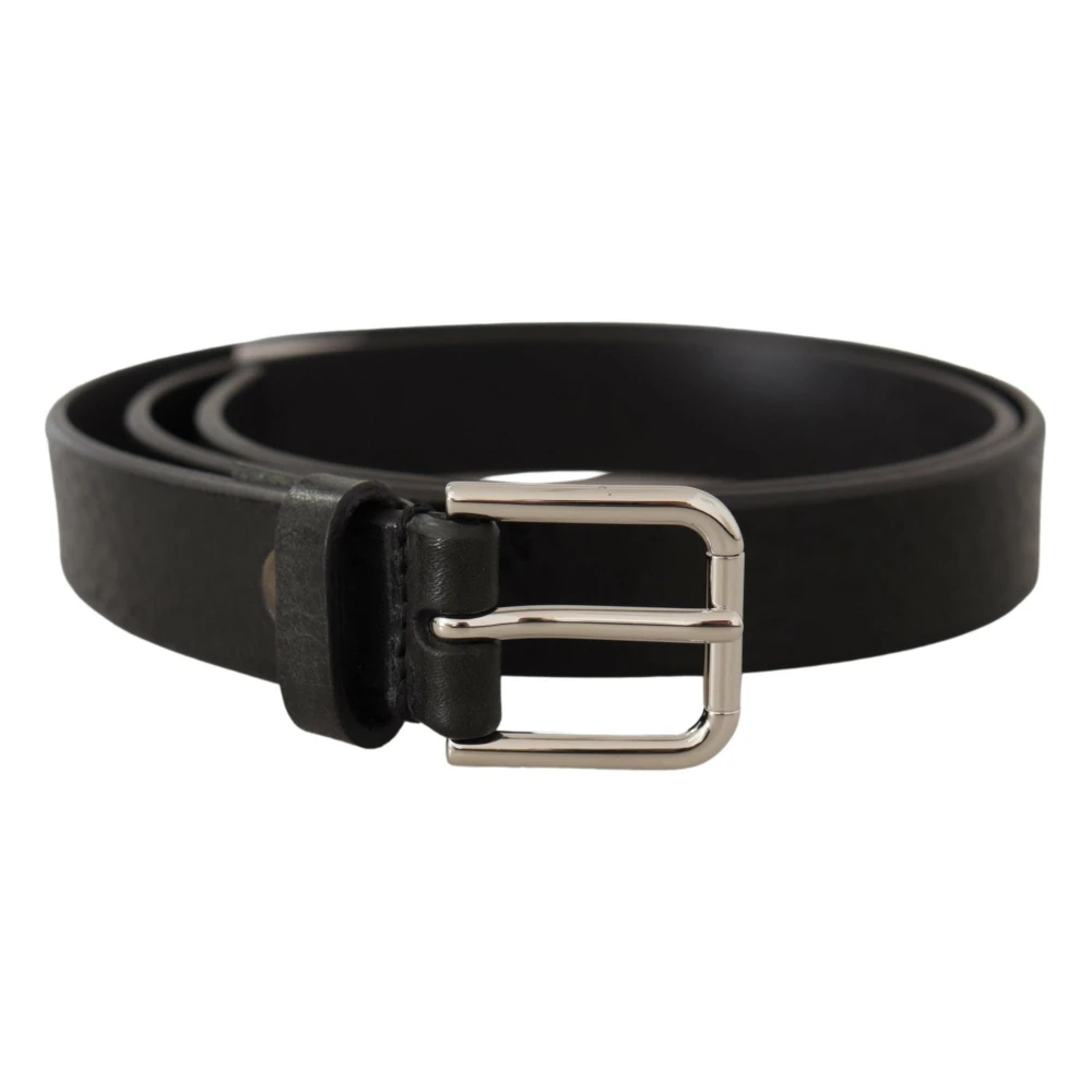 Dolce & Gabbana Elegante zwarte leren riem met metalen gesp Black Unisex