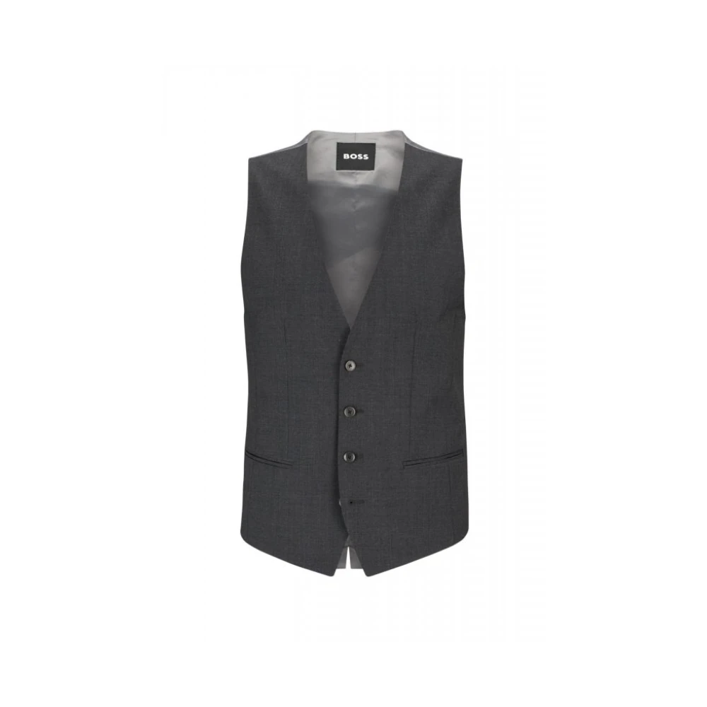 Hugo Gray Slim Fit Vest - Male - Waistcoats - Xl - Suits