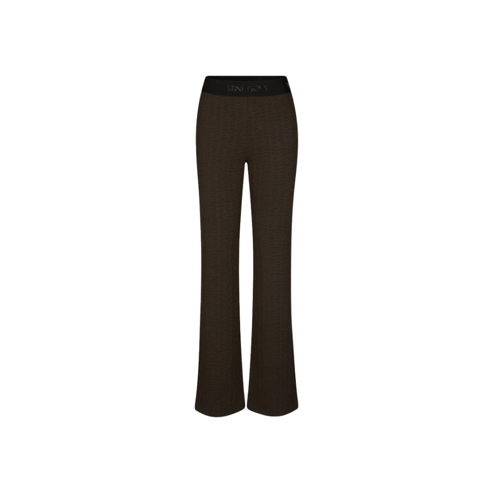 Stine Goya Brown Wide Trousers, Female, Xs, Debossed Jacquard Trousers