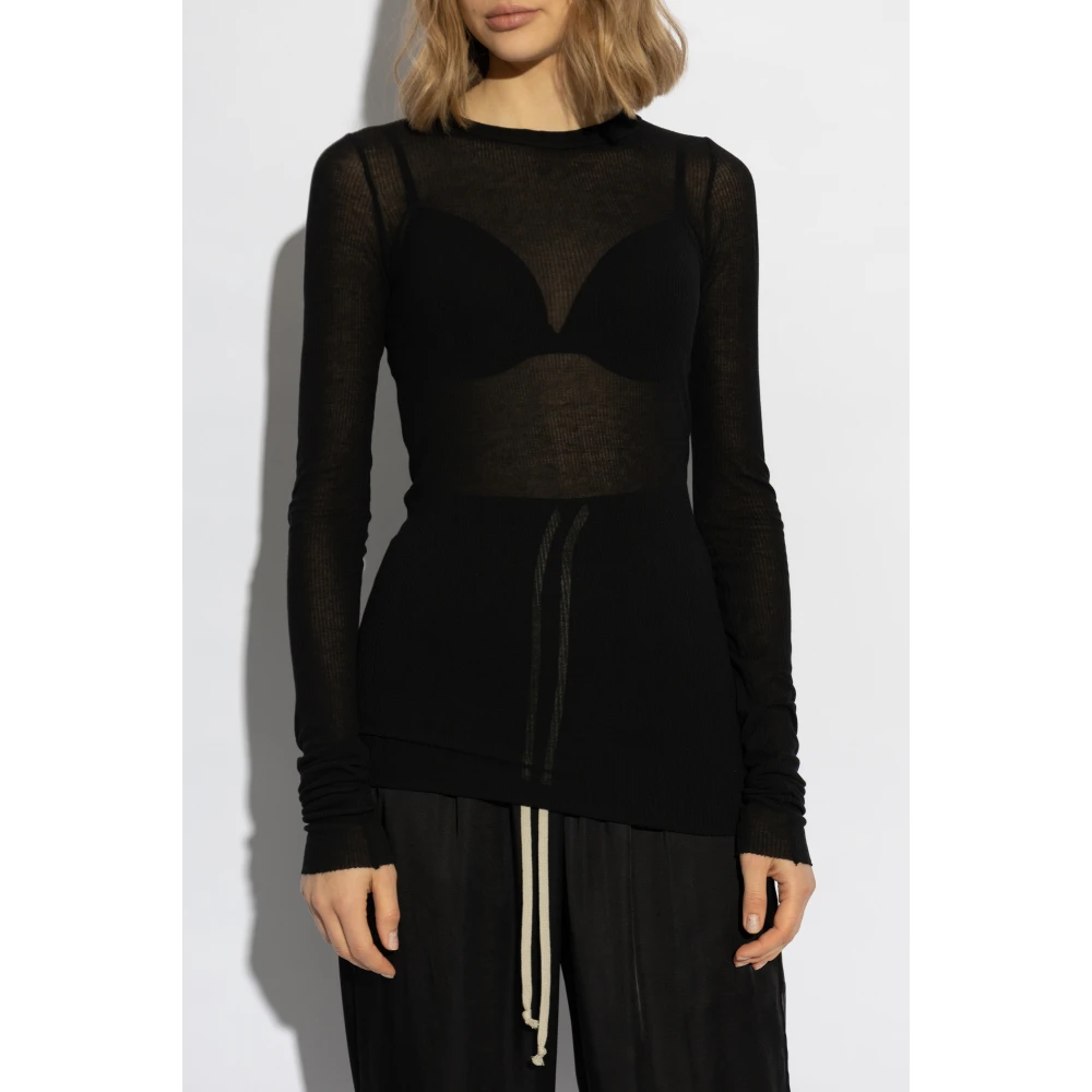 Rick Owens Geribbelde top Black Dames
