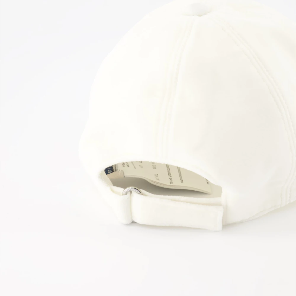 Moncler Fluwelen Pet met Logo Patch White Dames