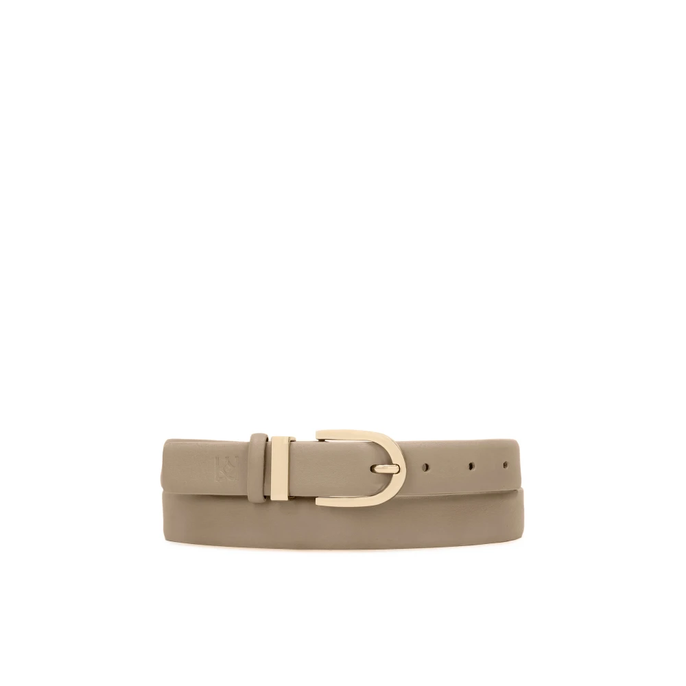 Kazar Taupe gladleren riem met halfrond gesp Beige Dames