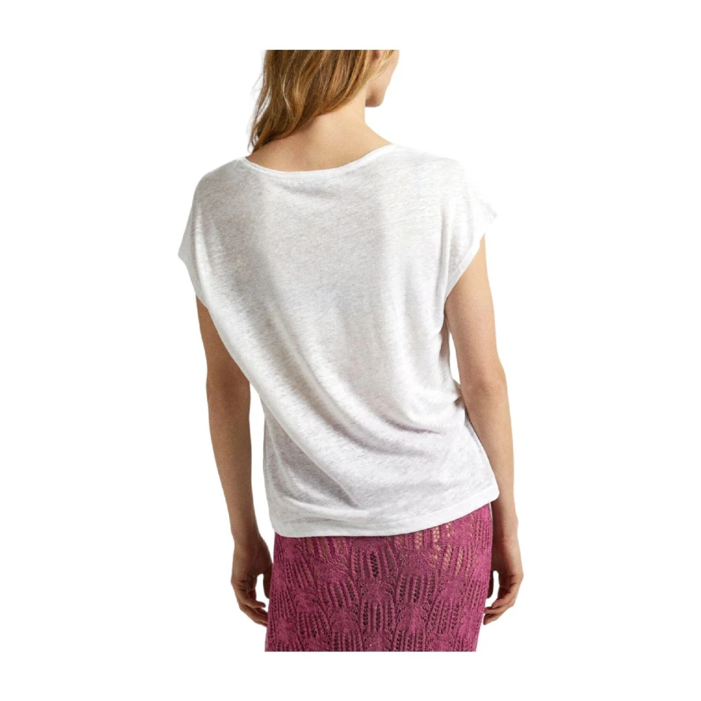 Pepe Jeans Lottie Linnen T-shirt White Dames