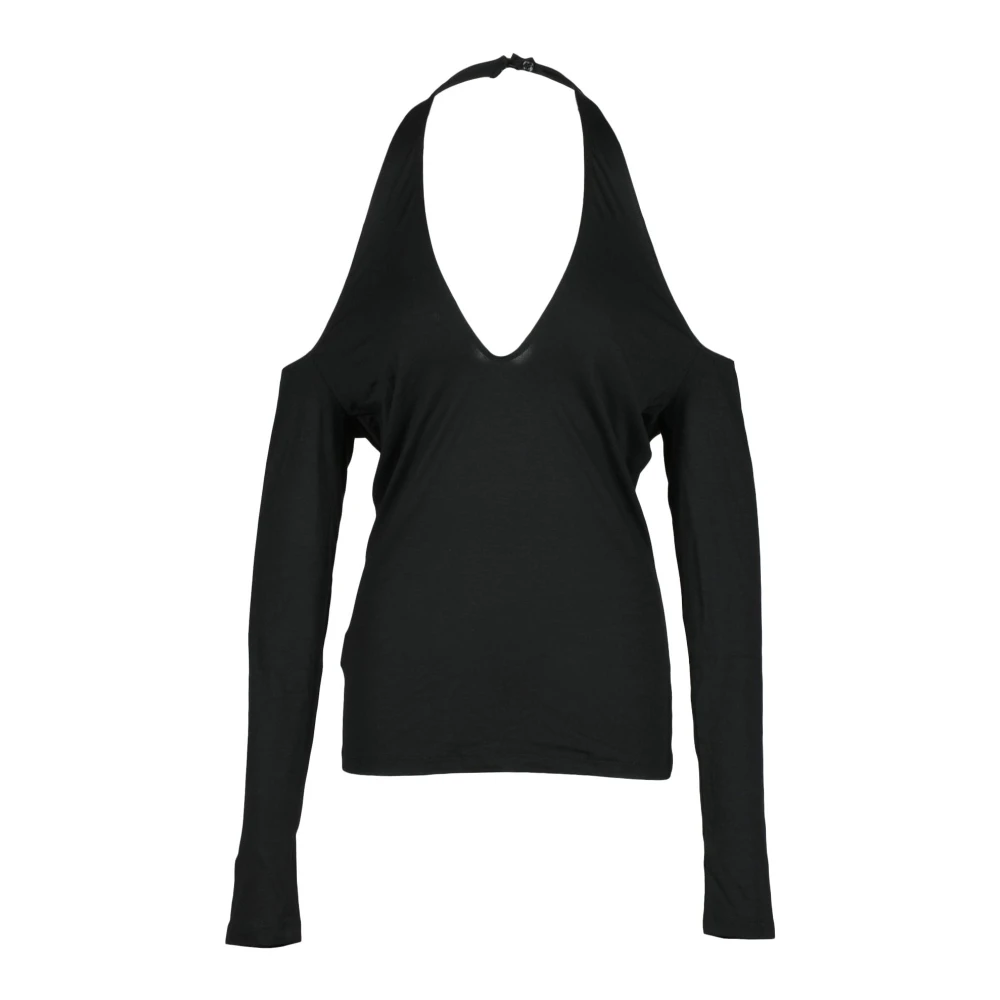 Pinko Elegante Viscose Elastaan Gebreide Top Black Dames