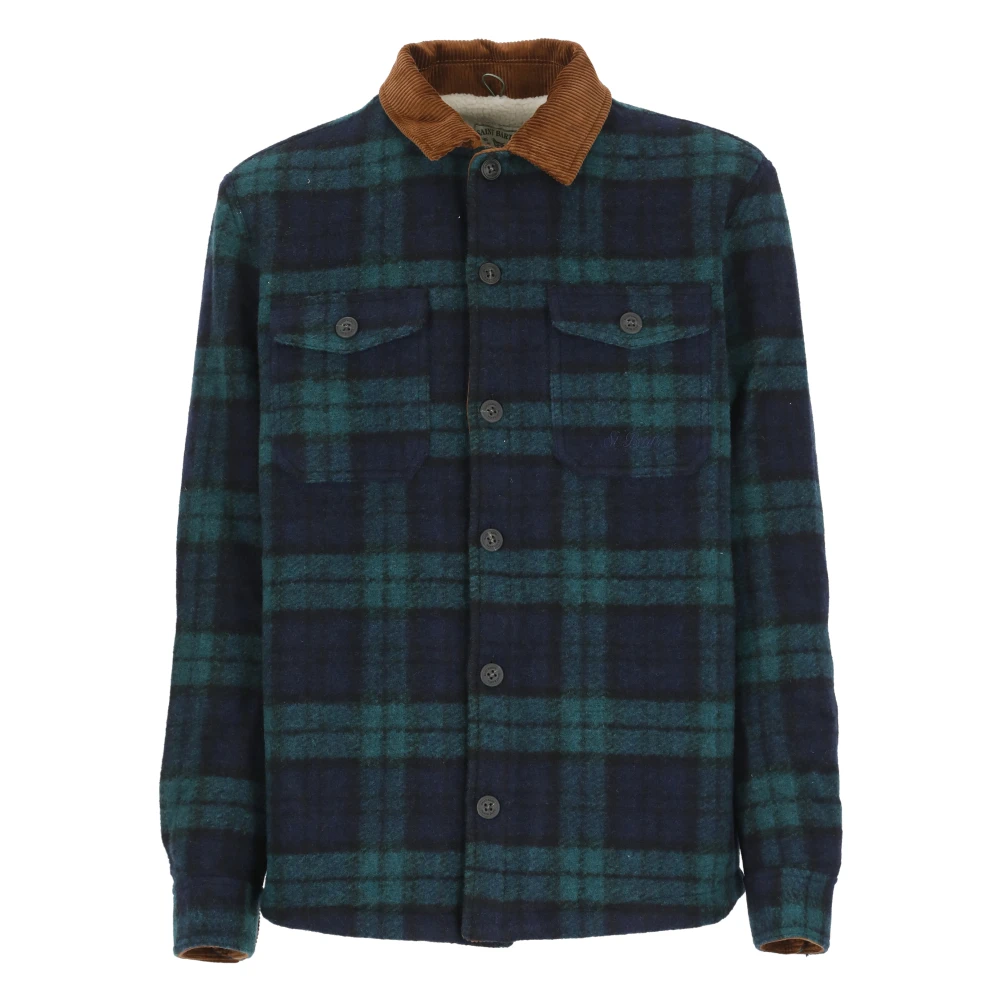 Saint Barth Blauwe Wollen Overshirt met Tartan Patroon Blue Heren