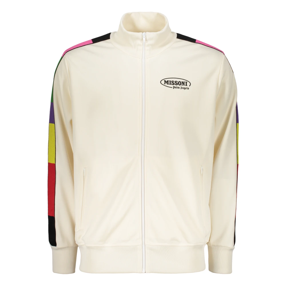 Palm Angels Techno Fabric Sweatshirt met Strepen White Heren