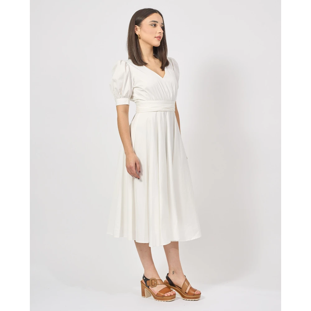 Fracomina Witte Midi Jurk met Open Rug White Dames